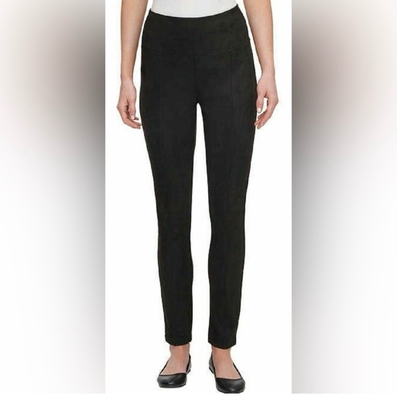 Andrew Marc Pants - Andrew Marc Faux Suede High Waisted Ankle Pants, Black, Size M